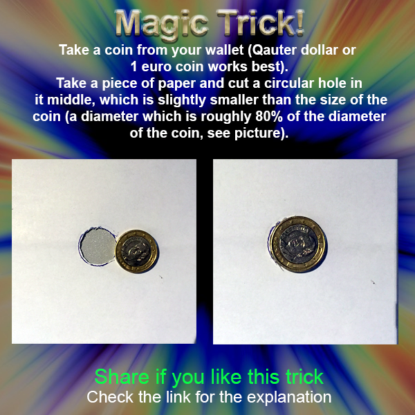 Magic coin through hole trick